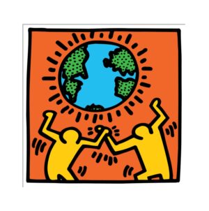 World By Haring Mini Print